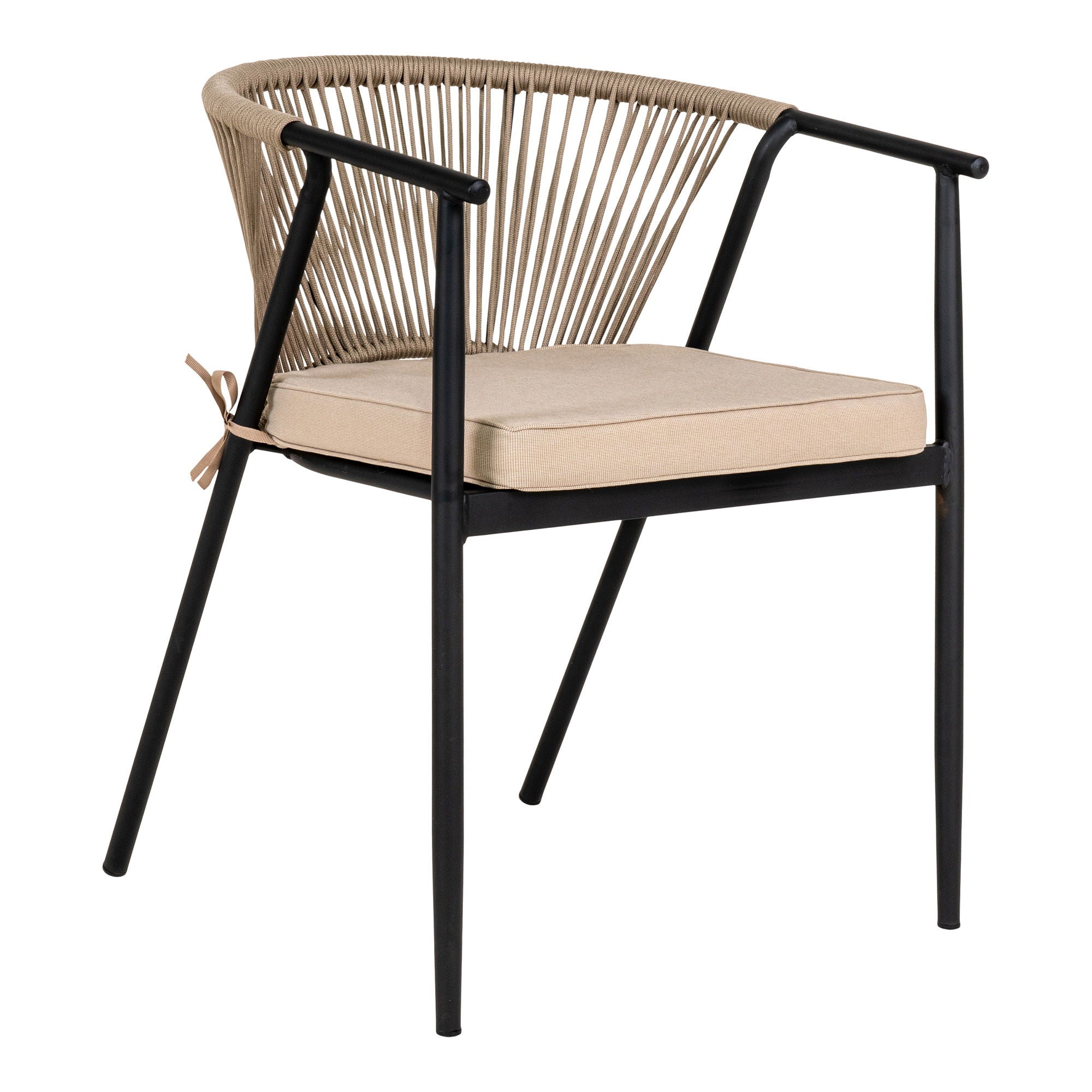 Naples dining chair - dining table chair, gray rope and black legs