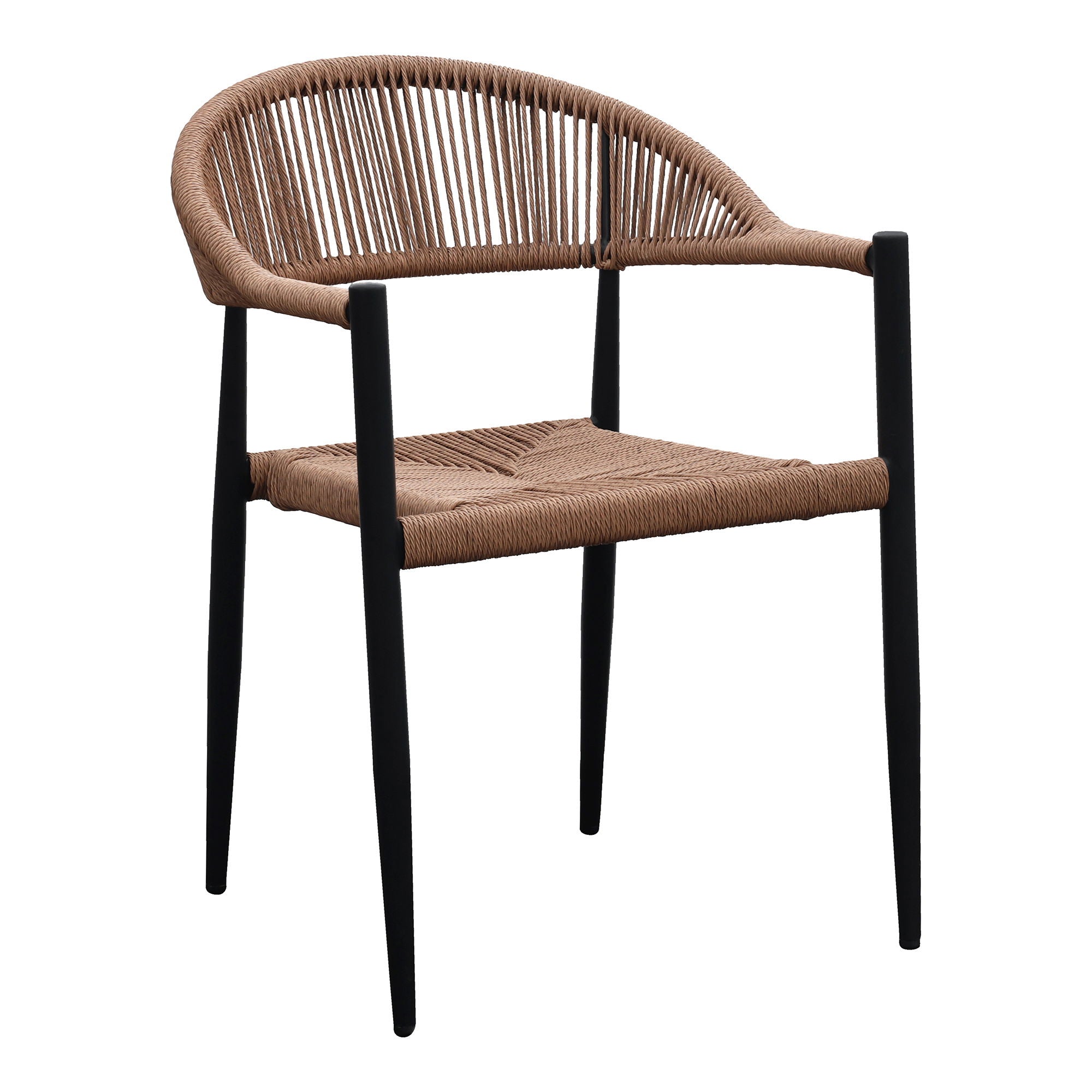 Dining table chair, aluminum/pe rattan, nature, black frame