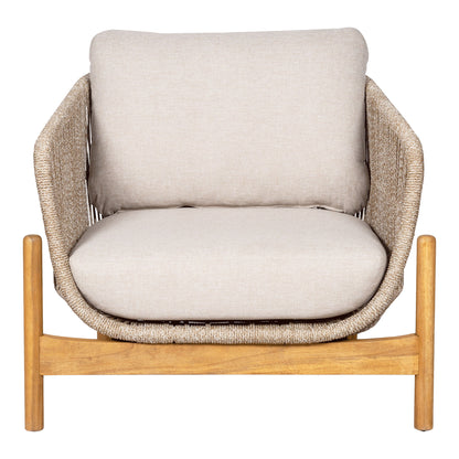 Lounge chair, acacia, beige, incl. Cushion