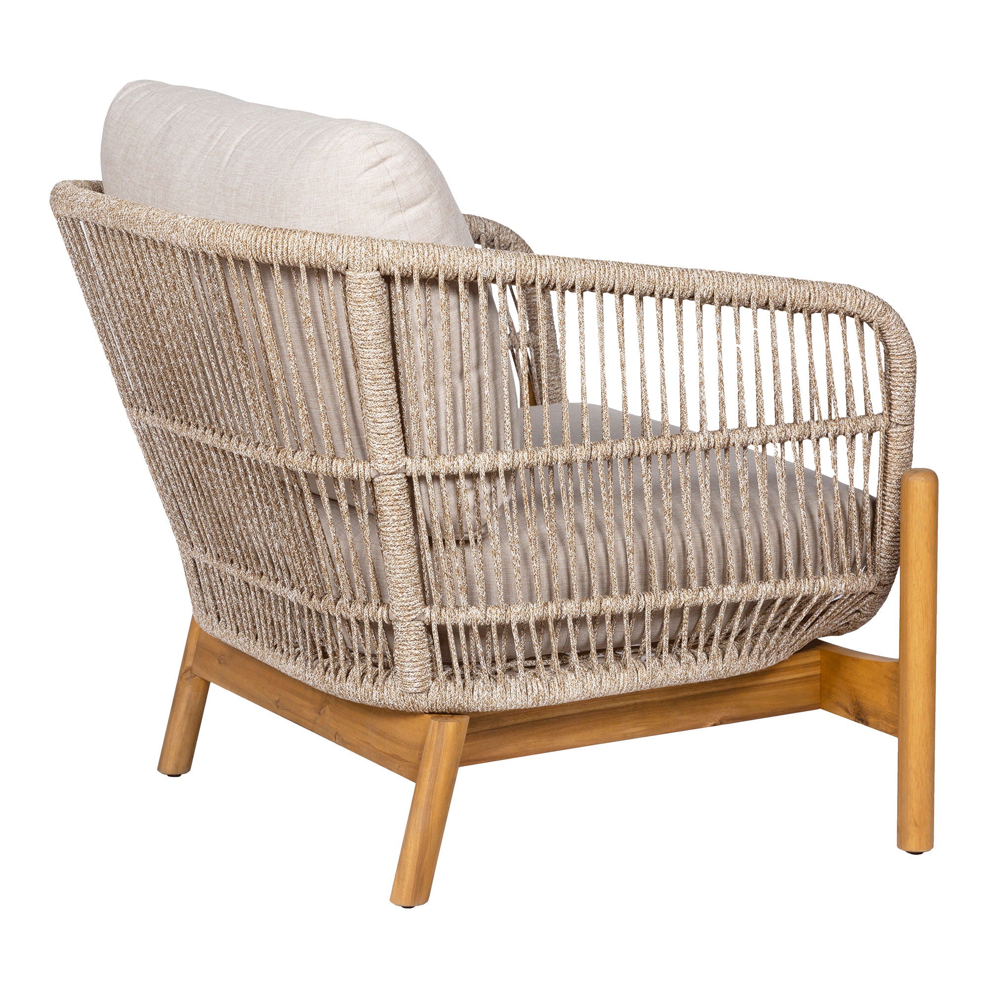 Lounge chair, acacia, beige, incl. Cushion