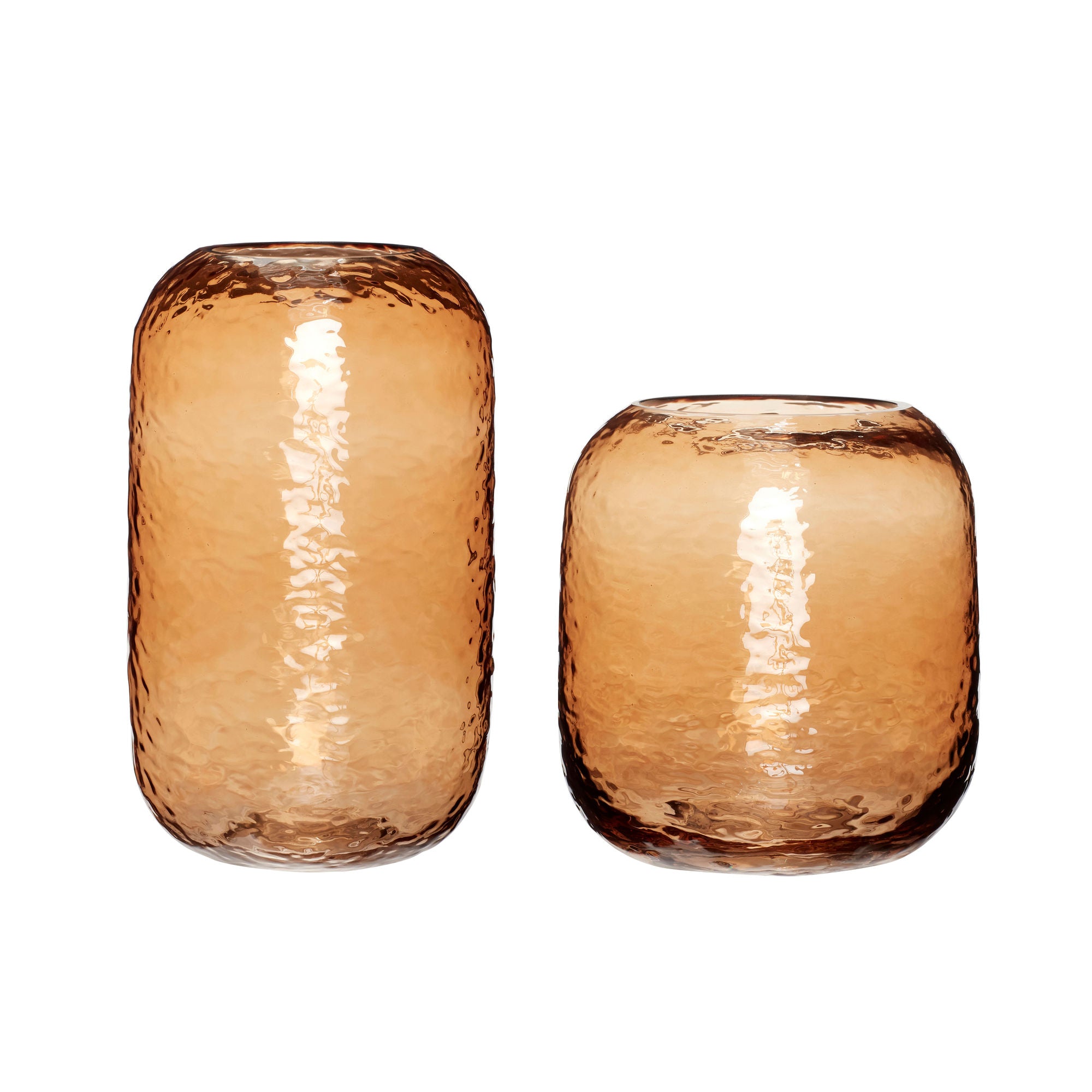 Hübsch Texture Vases Amber Color (Set of 2)