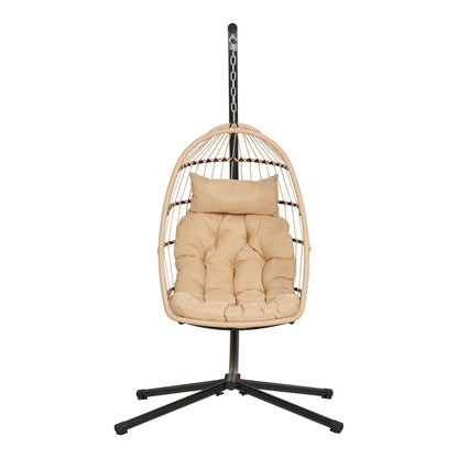 Hanging chair, steel stand, foldable seat, incl. Cushions, nature/black&lt;br&gt;195x117x107 cm