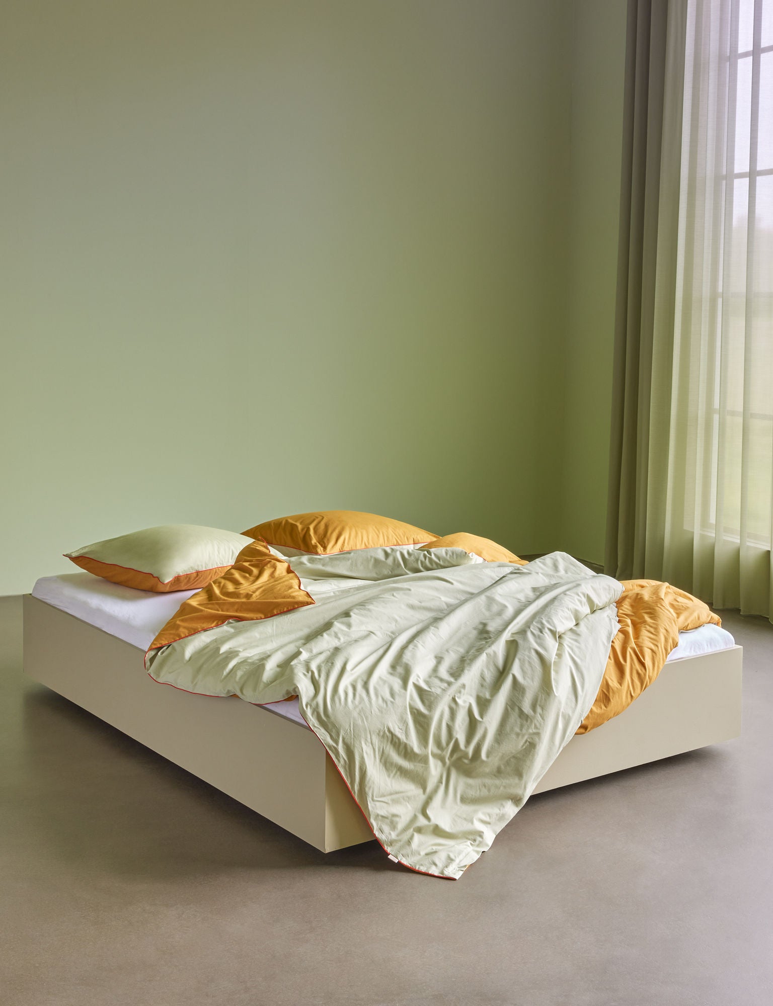 Hübsch AKI bedding 60/200 orange/green