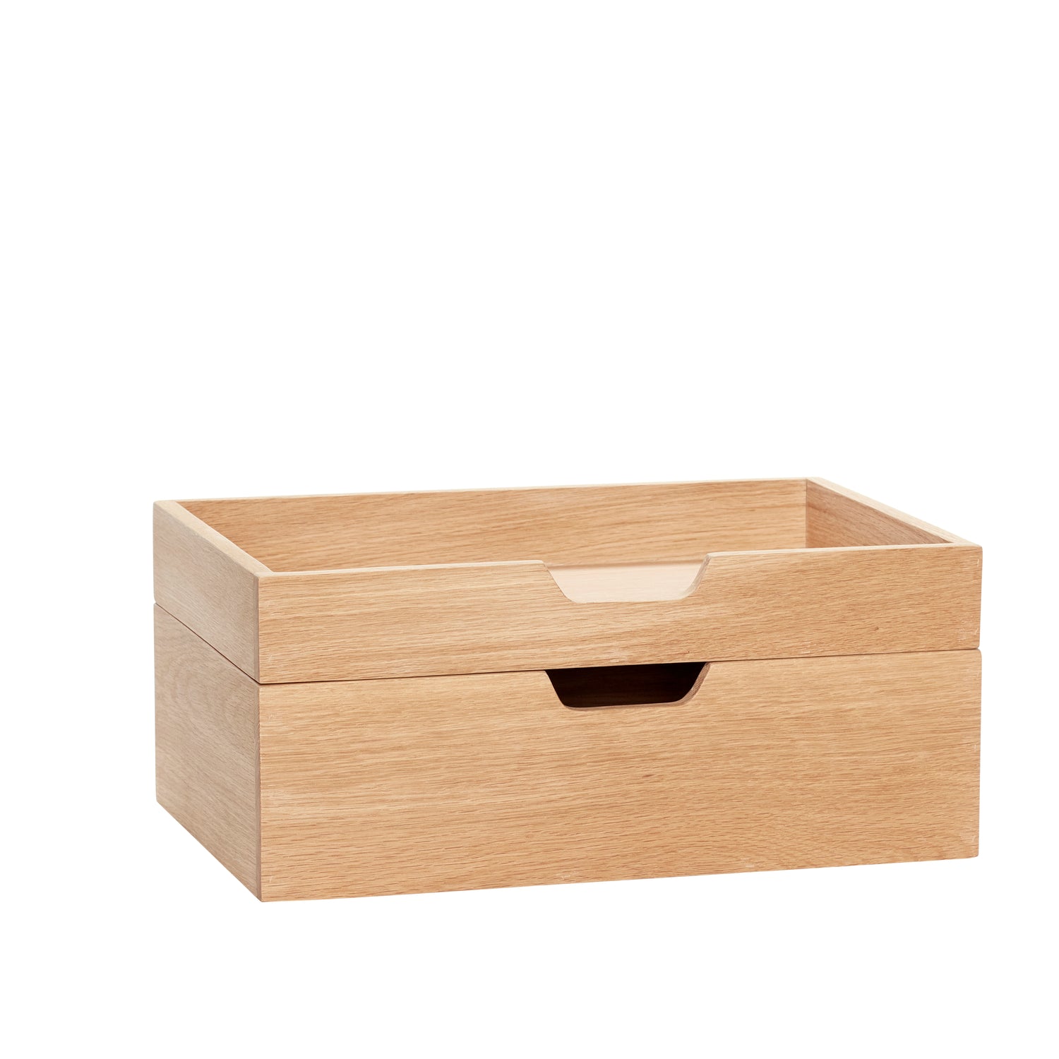 Hübsch - Storage Boxes, Oak, FSC, Nature, S/2 - 35x24xH5, 35x24xH10cm