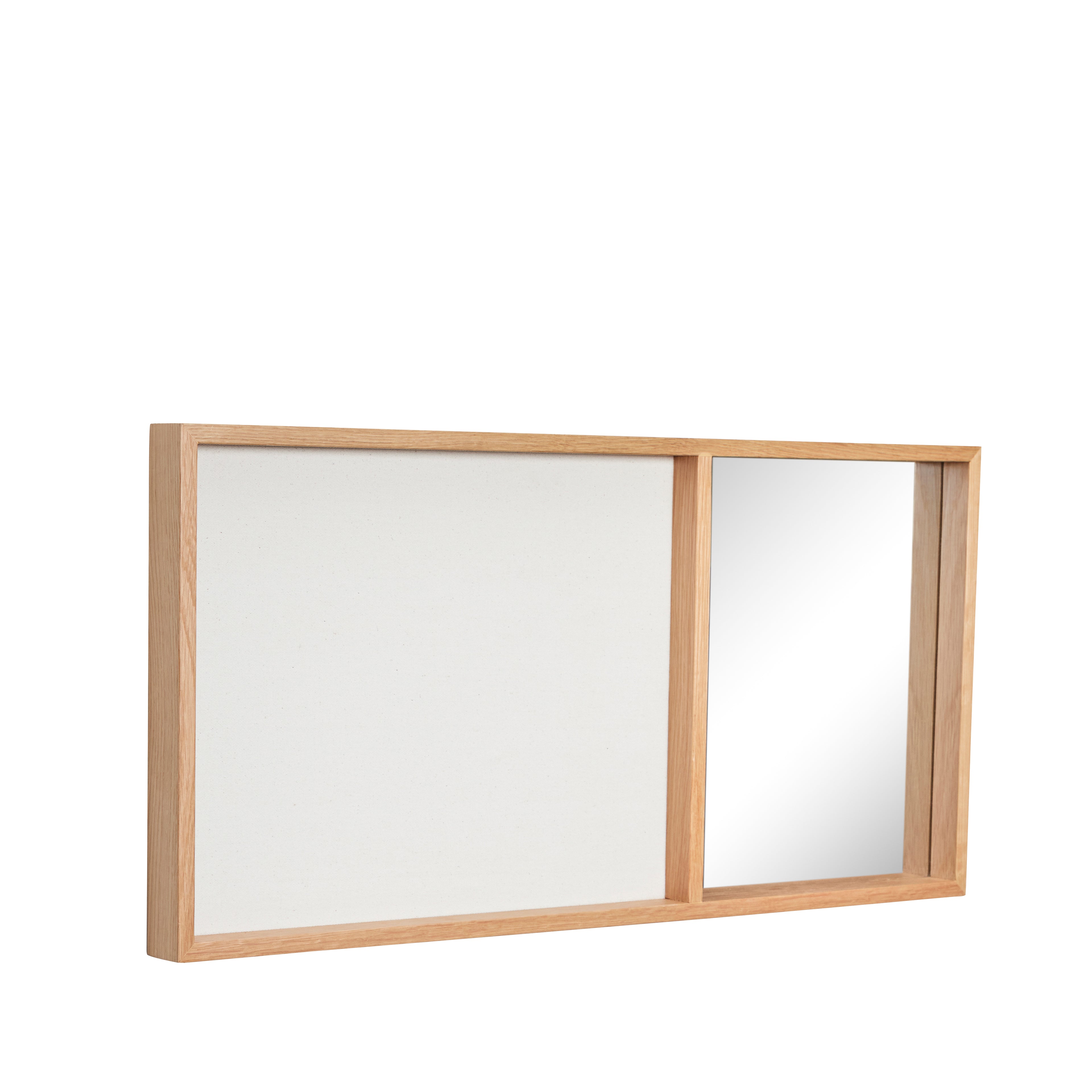 Hübsch - Termination board w/mirror, canvas/glass/oak, FSC, beige/nature - 80x5xh40cm