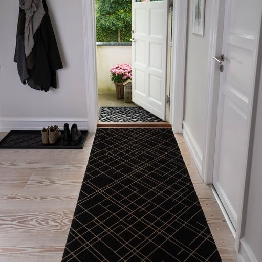 Floor mat 90 x 200 cm - Lines/Sand Black