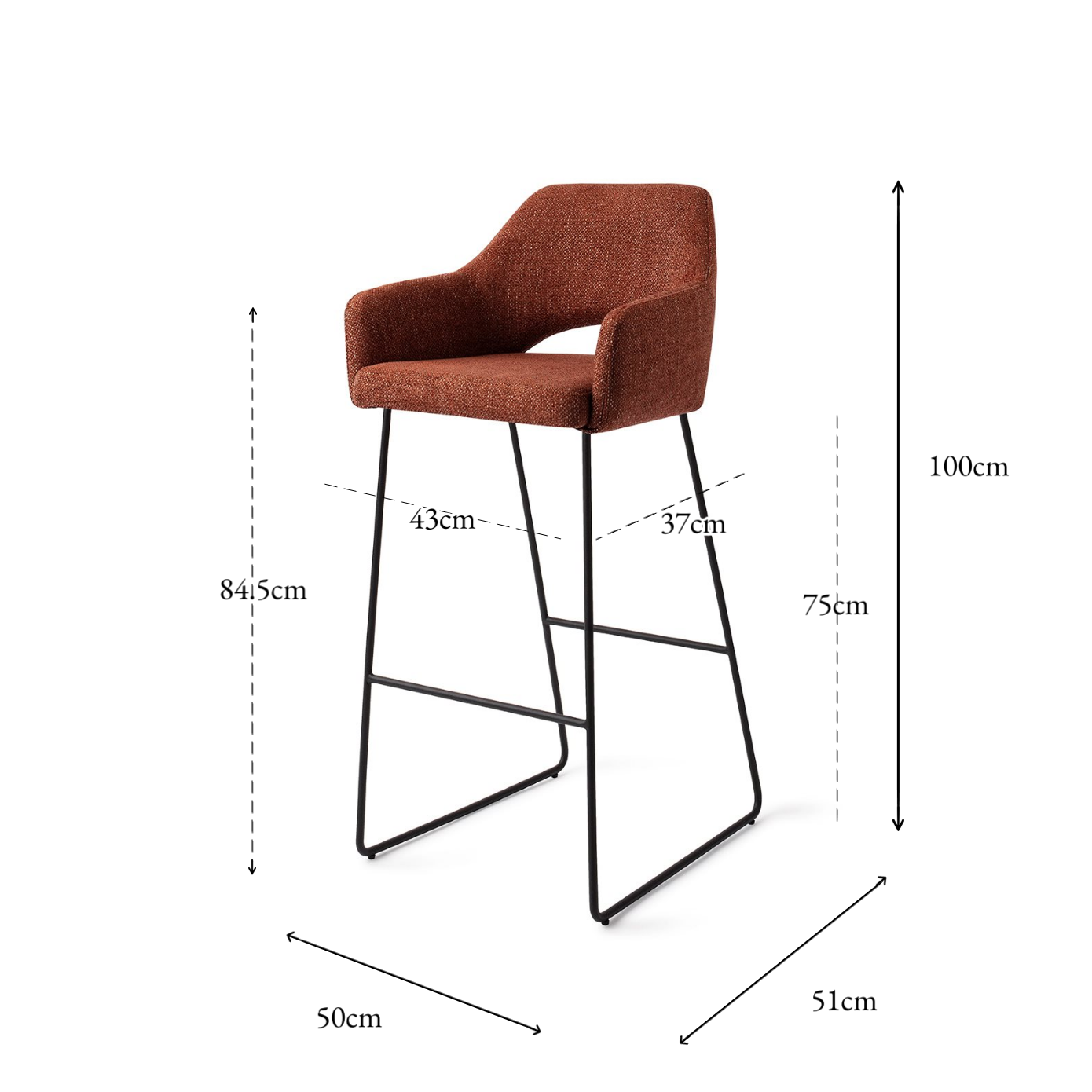 Yanai bar Chair Tuscan Terra