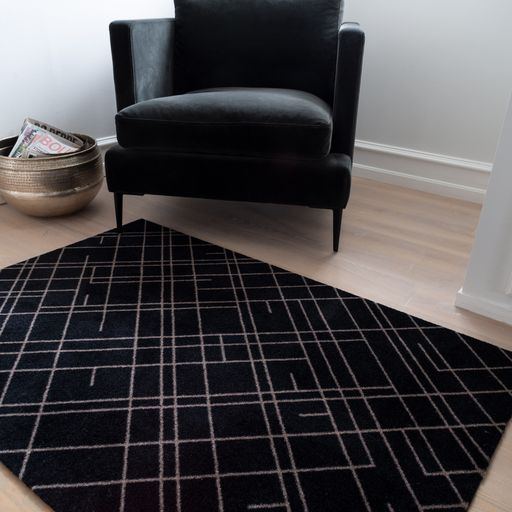 Floor mat 90 x 130 cm - Lines/Sand Black