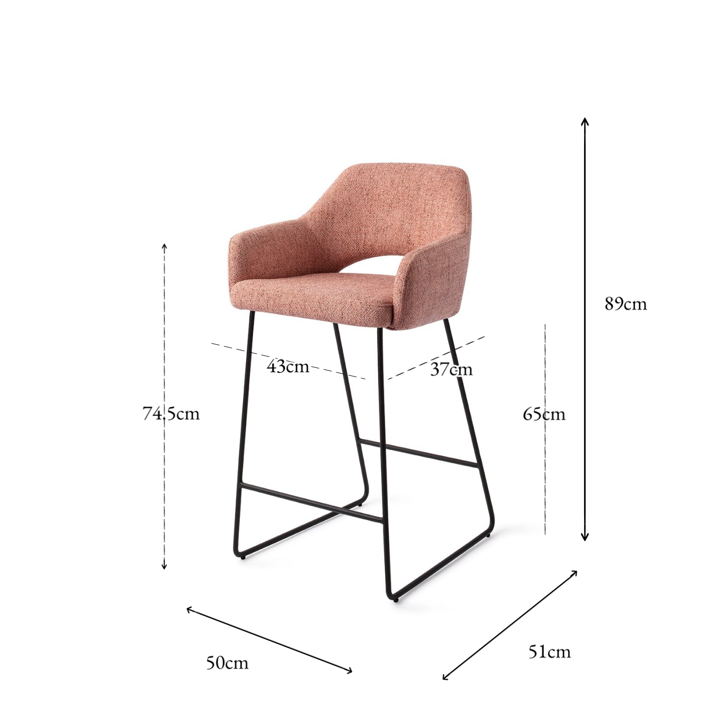 Yanai bar chair pink punch