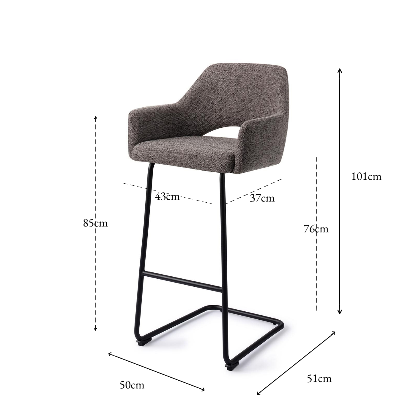 Yanai bar chair amazing gray