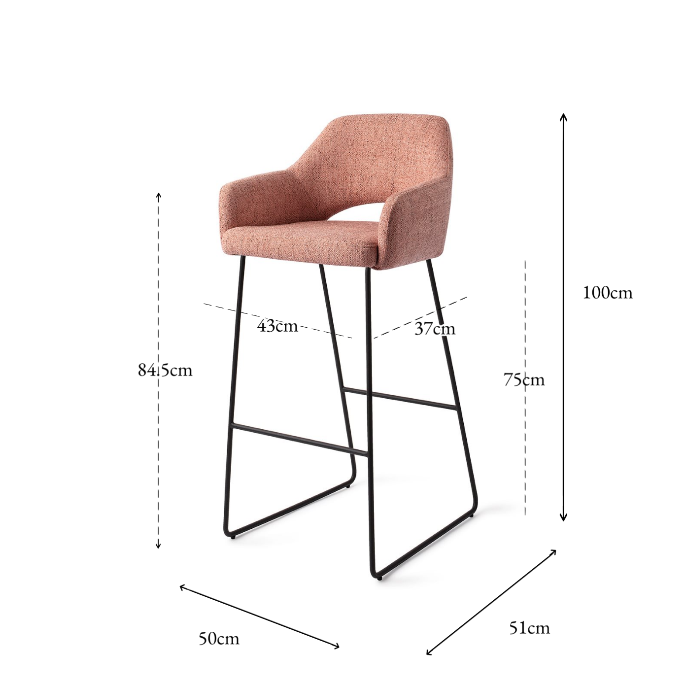 Yanai bar chair pink punch