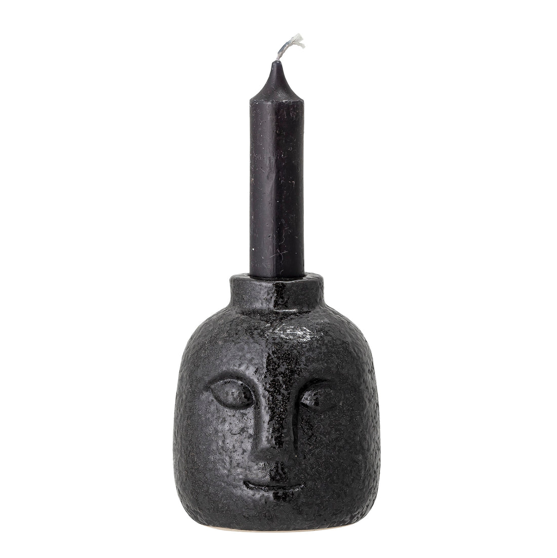 Eliot candlestick, black, stoneware