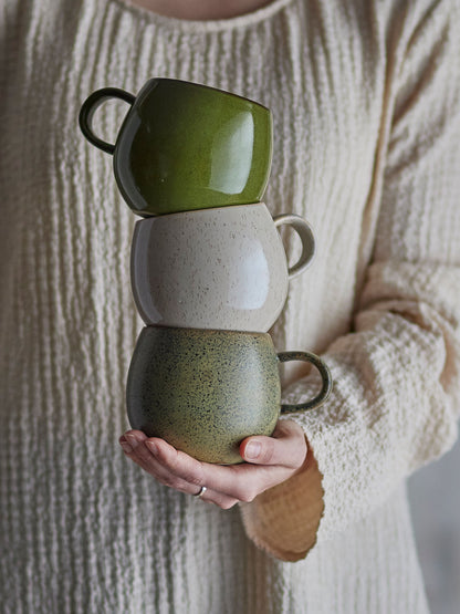 Bloomingville Addison mugs, green, stoneware