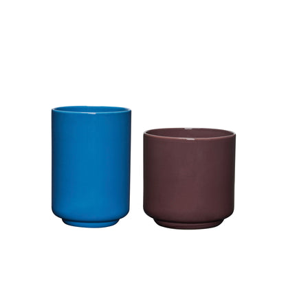 Hübsch Deux Potte Red Brown/Blue (Set of 2)