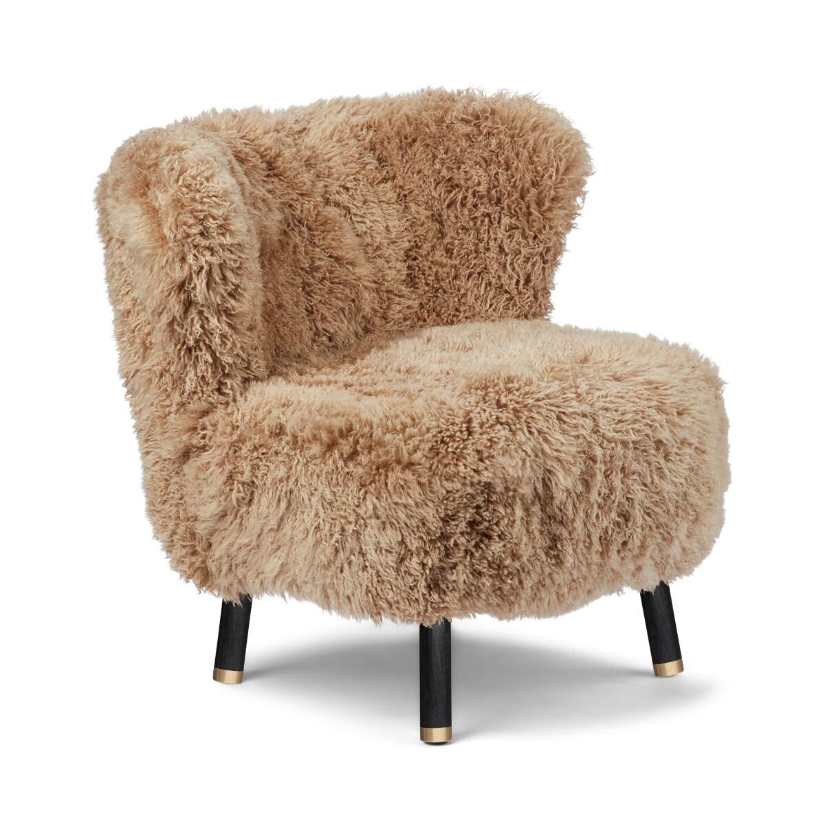 Emil Lounge Chair | Brass | Long -haired