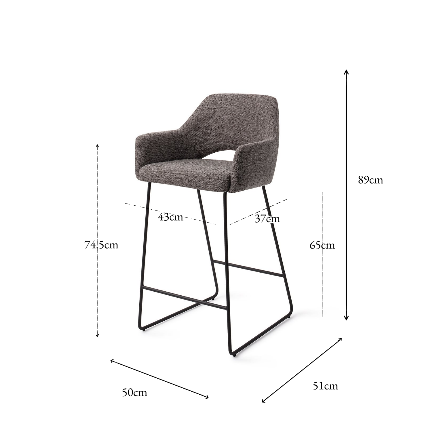 Yanai bar chair amazing gray