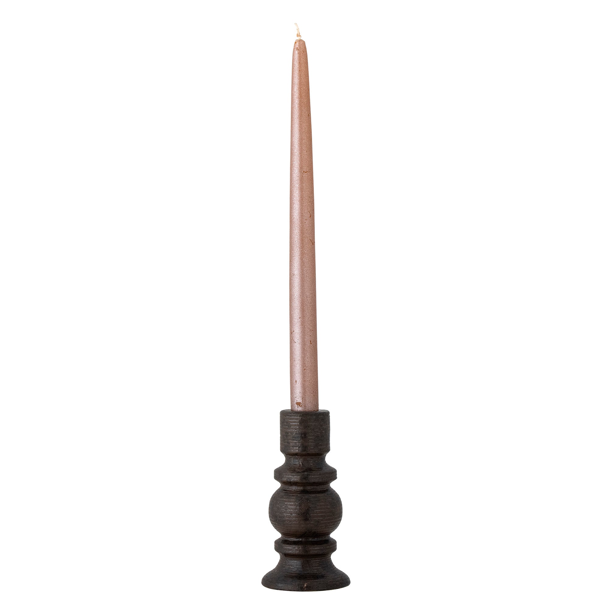 Hui candlestick, black, stoneware