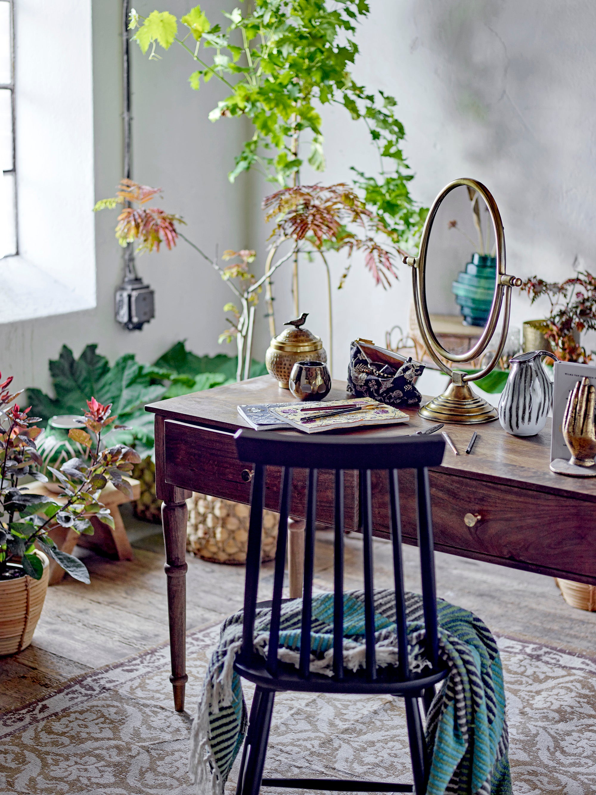 Beton console table, brown, mango