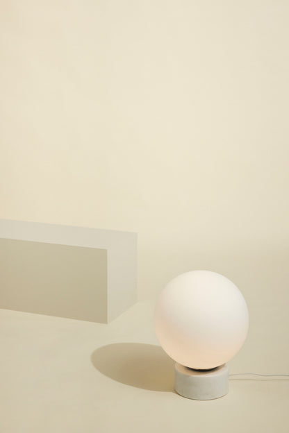 Hübsch - floor lamp, marble/glass, white - Ø40xH50cm, E27/40W