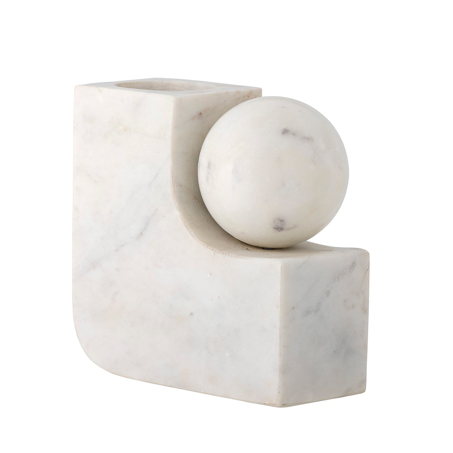 Abbelin candlestick, white, marble