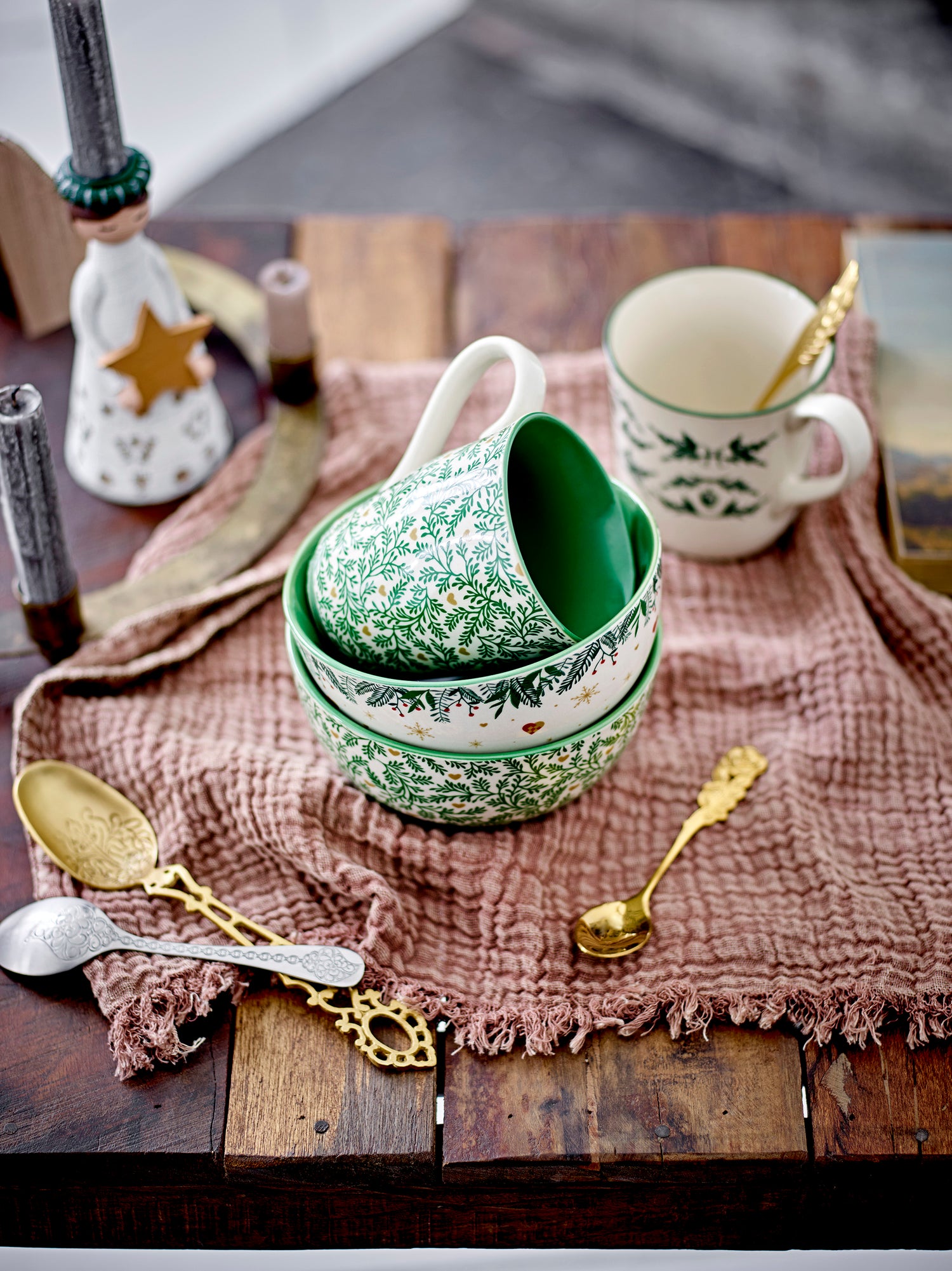 Grazia bowl, green, stoneware