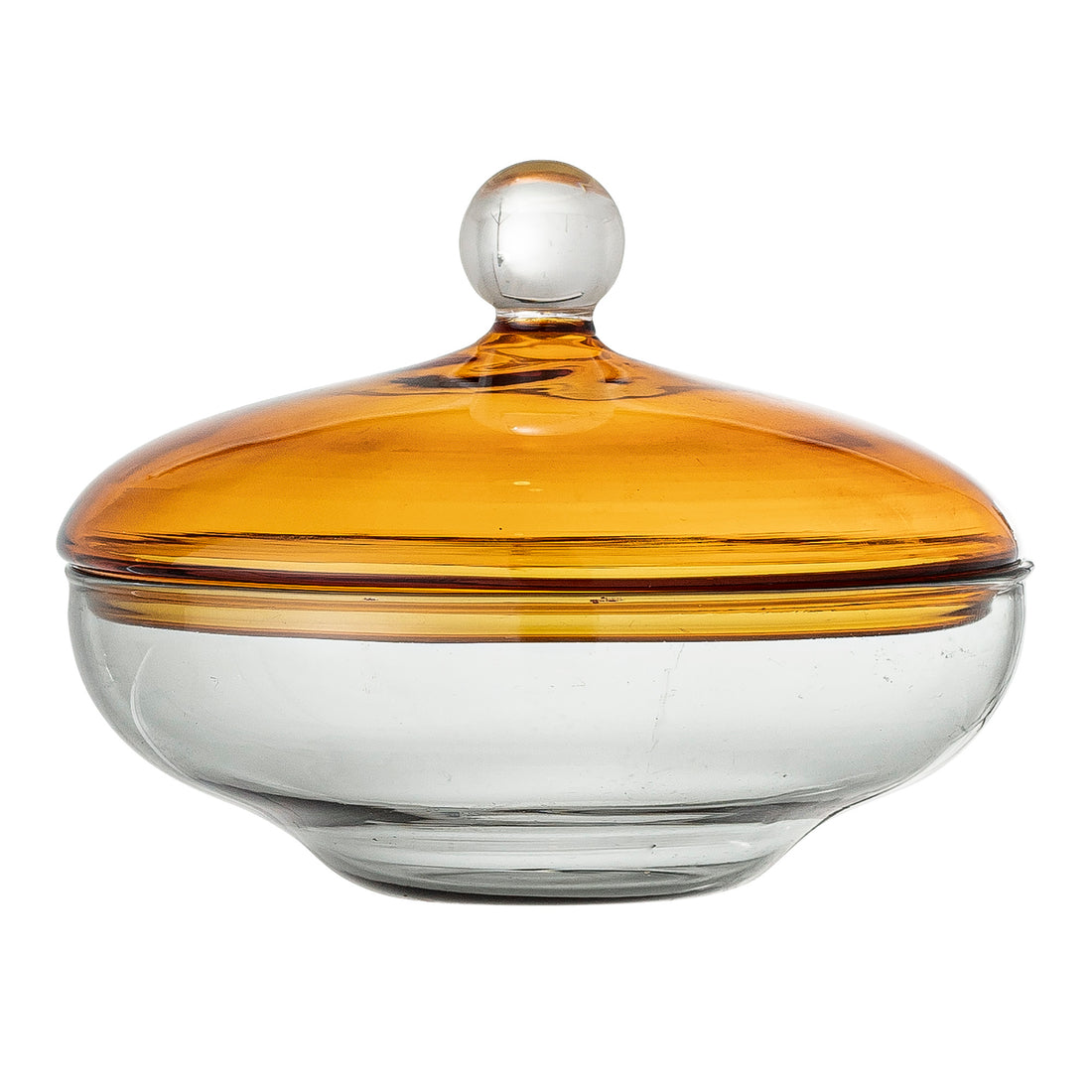 Danni jar w/lid, yellow, glass