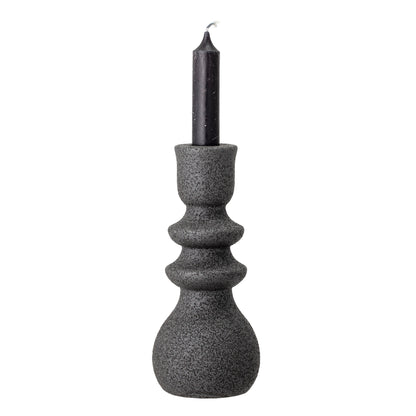 Emie candlestick, black, stoneware