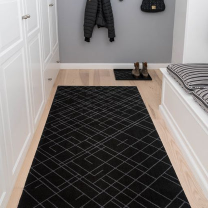 Floor mat 90 x 200 cm lines/black-grey