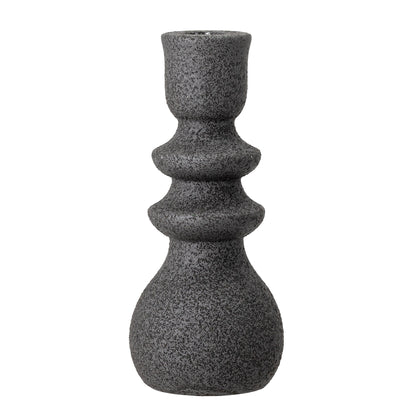 Emie candlestick, black, stoneware