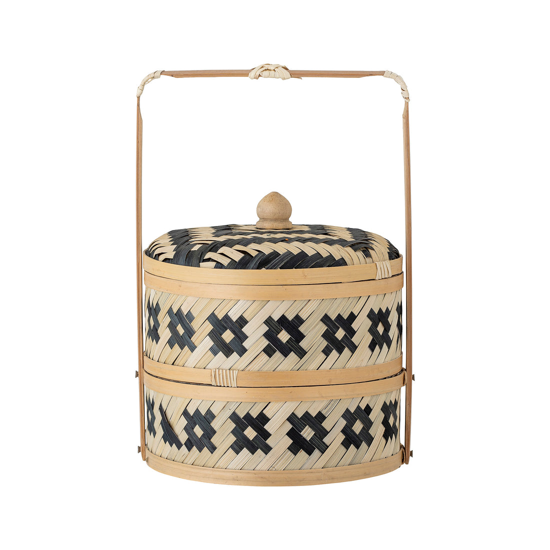 Nian basket w/lid, black, seagrass