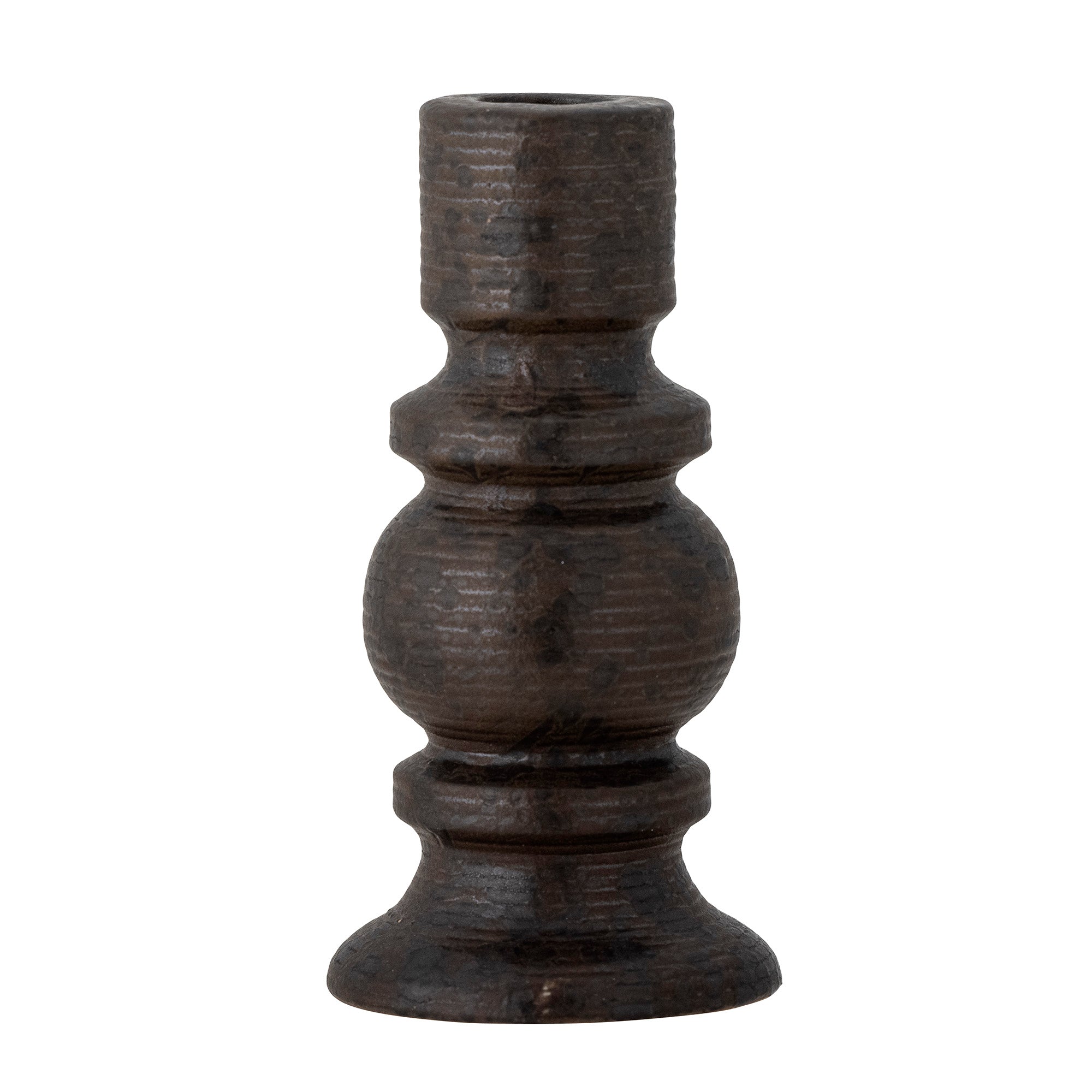 Hui candlestick, black, stoneware