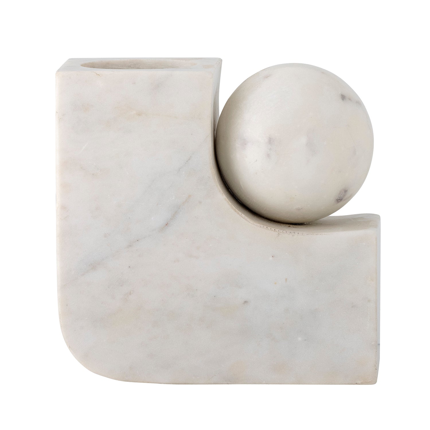 Abbelin candlestick, white, marble