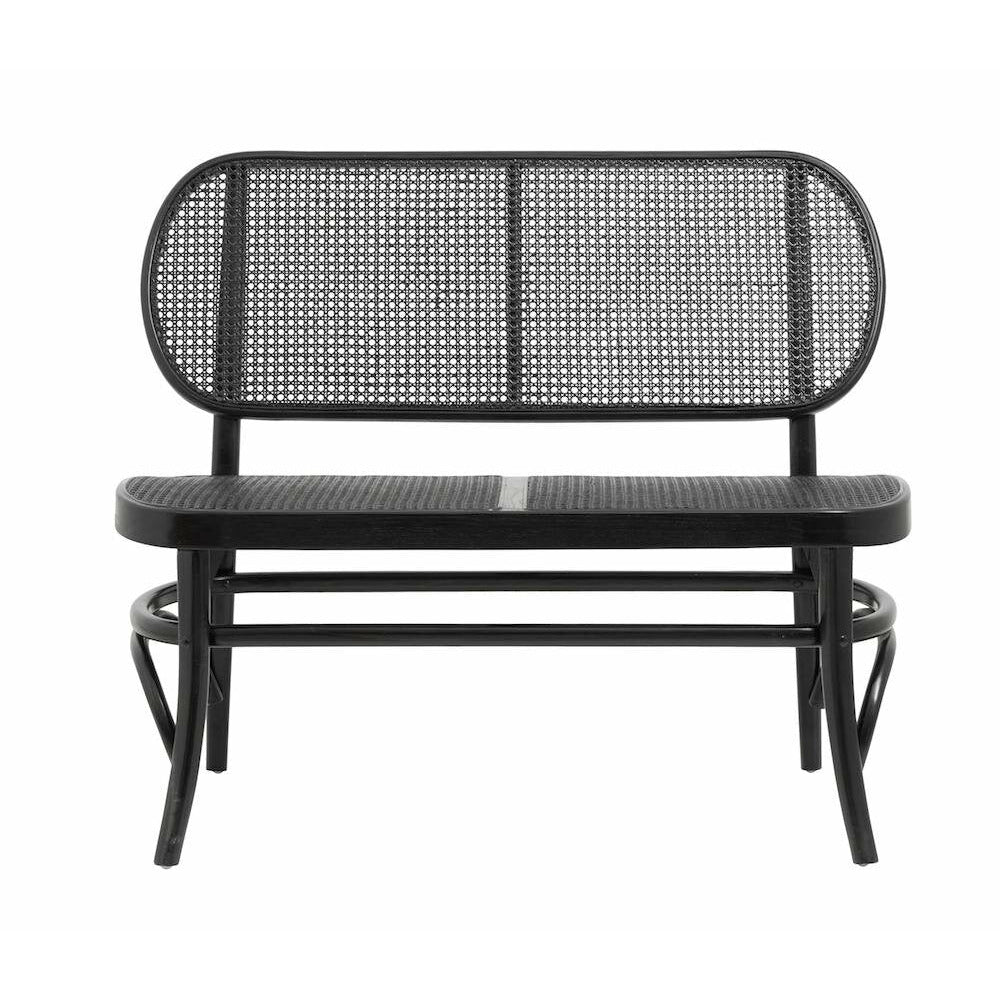 Nordal WICKY bench with wicker - l106 cm - black