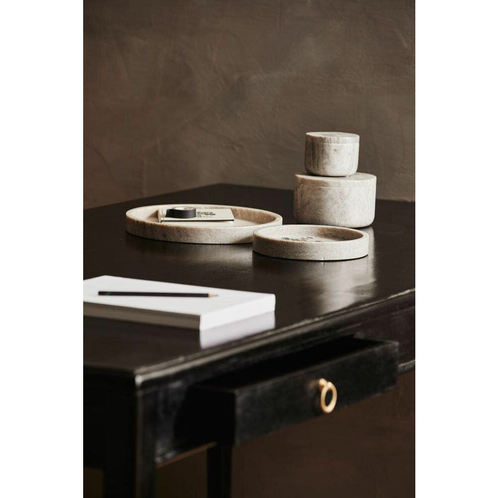 Nordal VINGA dish in marble - ø20 cm - light brown