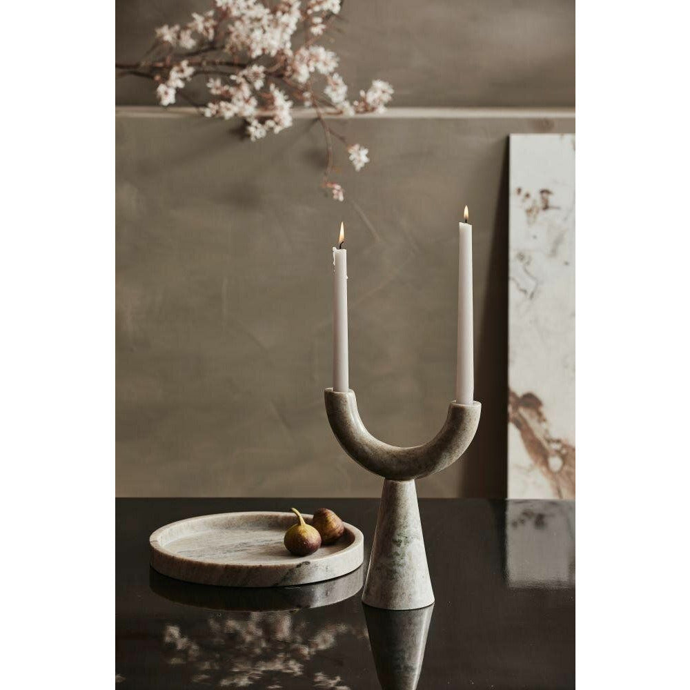 Nordal VINGA dish in marble - ø20 cm - light brown