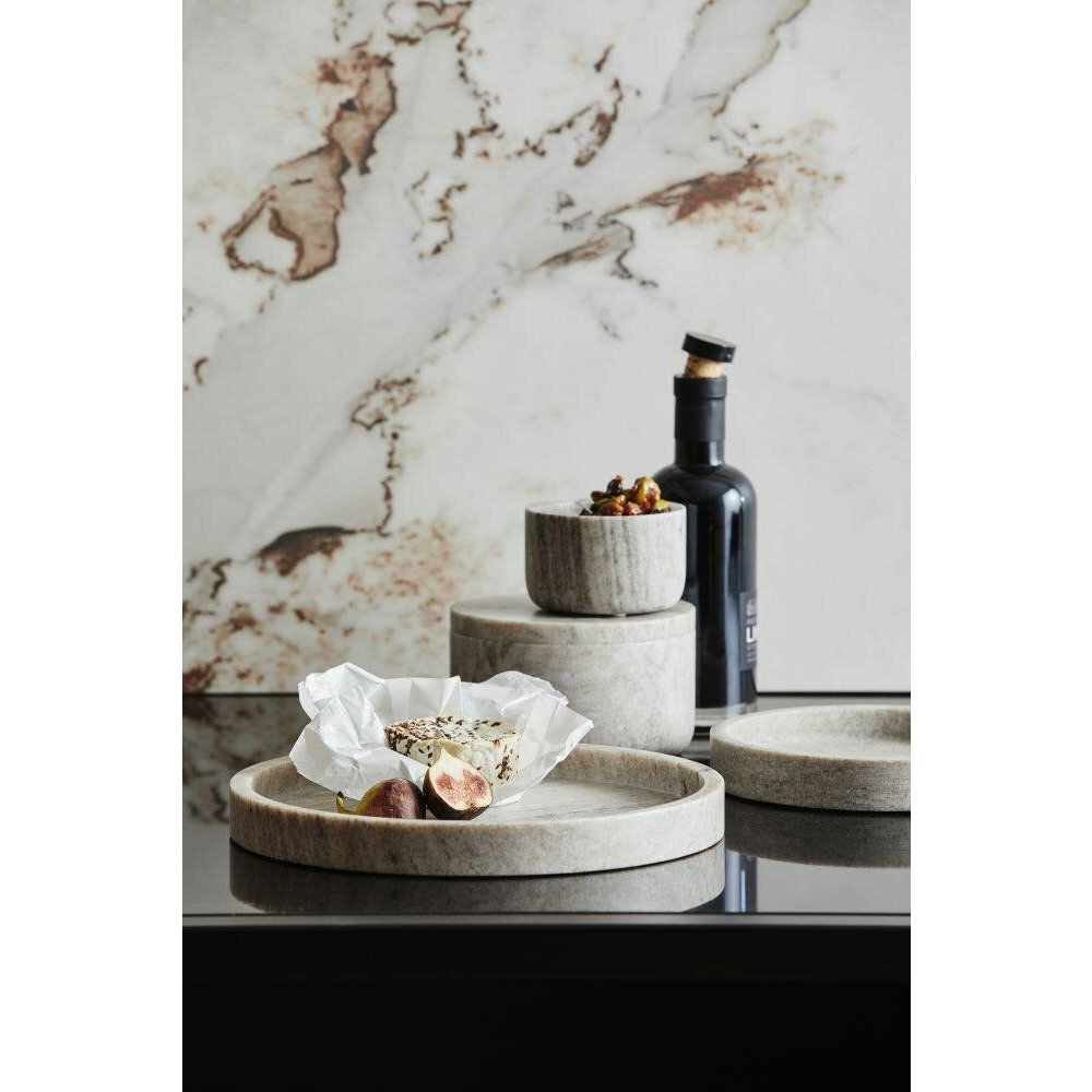 Nordal VINGA dish in marble - ø20 cm - light brown