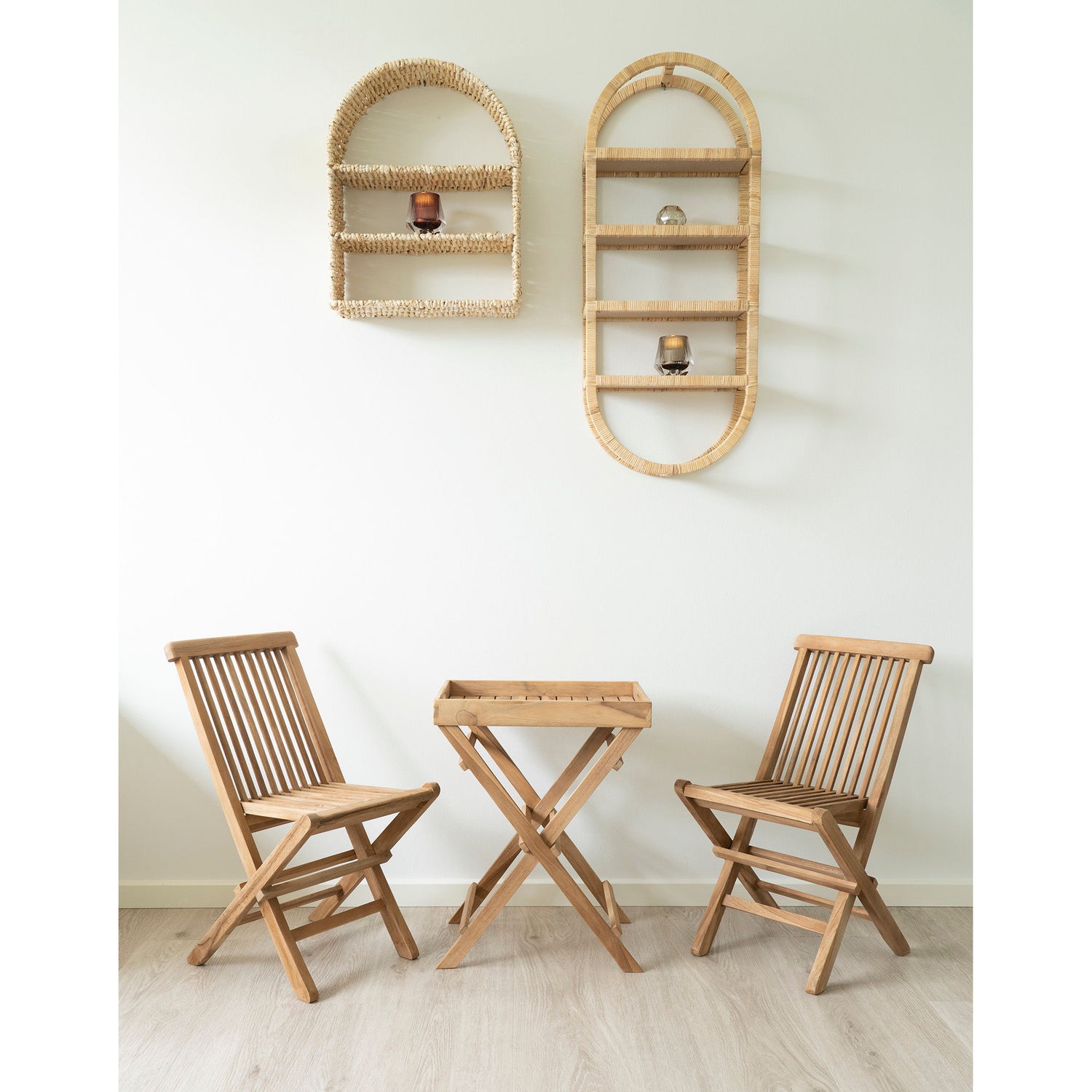 Namur Shelf - Shelf, Curved Rattan Design 36x12x45 cm