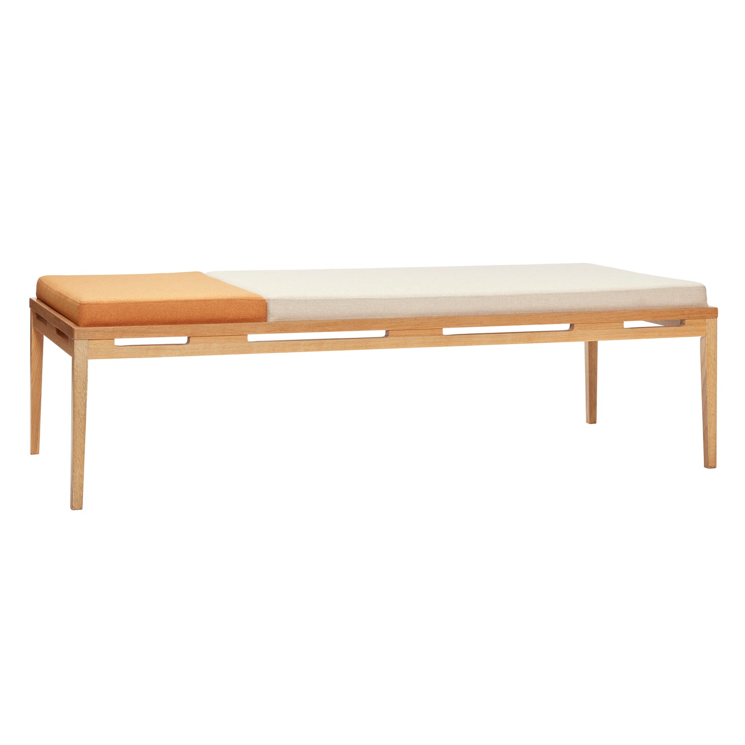 Hübsch - Daybed, egetræ/stof, beige/orange - 180x80xh52cm - Hübsch - DesignGaragen.dk