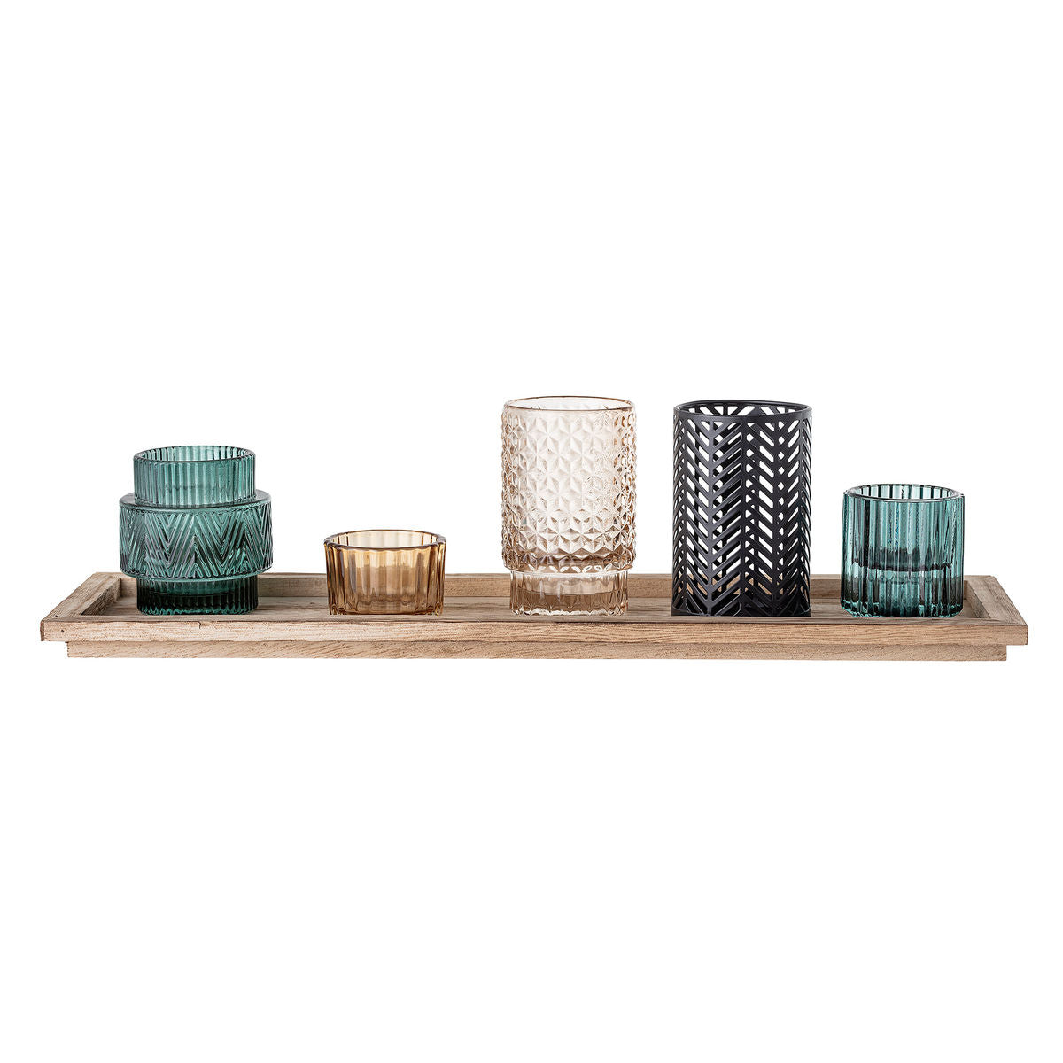 Bloomingville Sanga tray w/pine fades, blue, glass