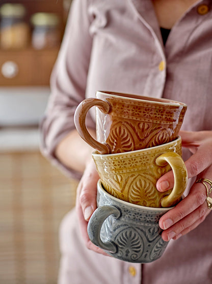 Bloomingville Rani mugs, green, stoneware