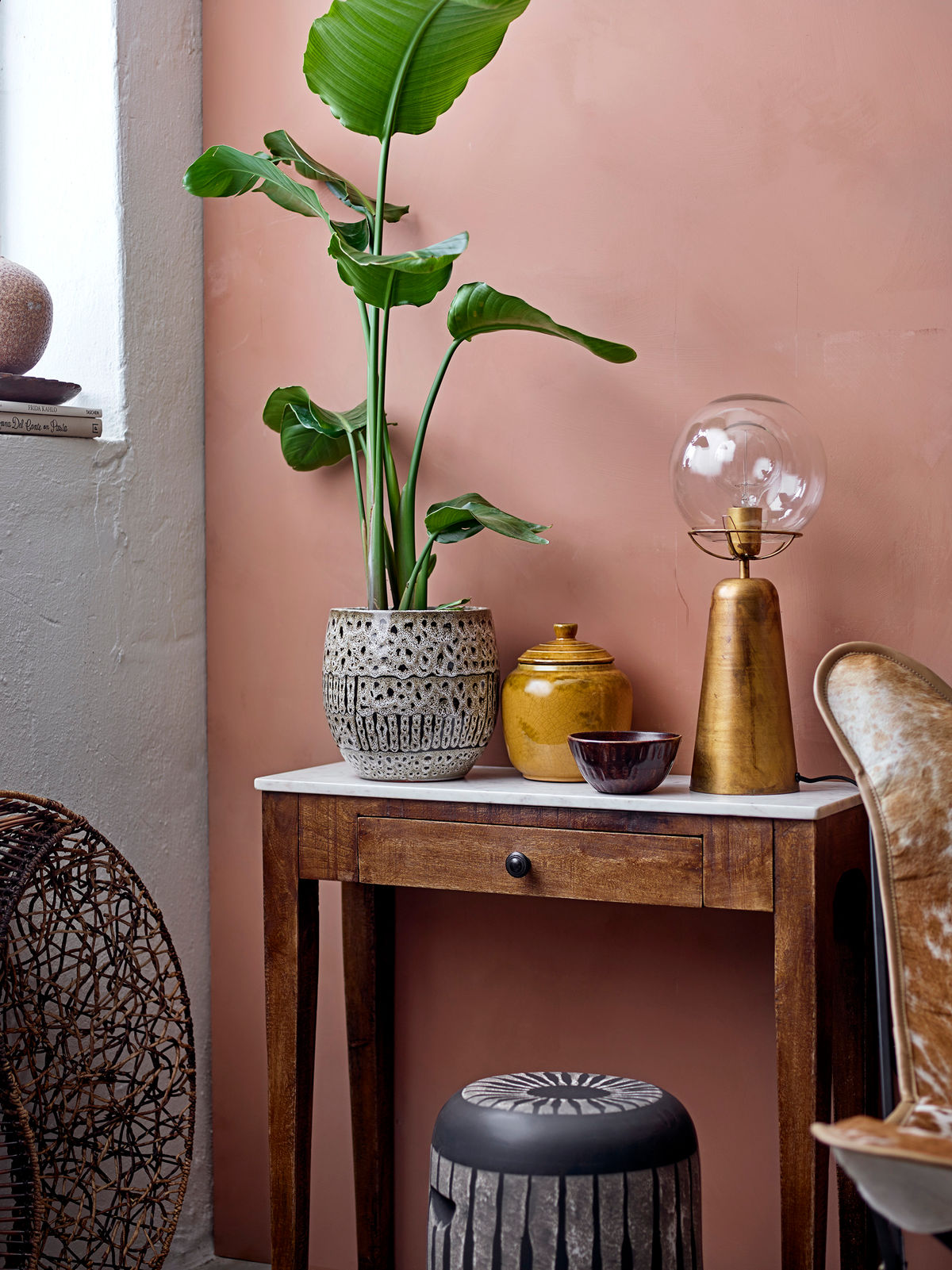 Creative Collection Hauge side table, brown, marble