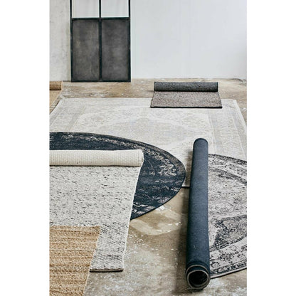 Nordal GRAND round woven cotton rug - ø240 - dark grey/black