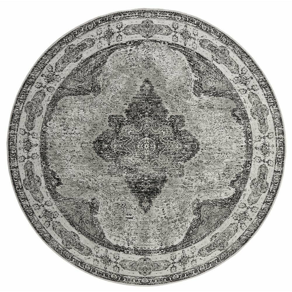 Nordal VENUS round woven cotton rug - ø240 - grey