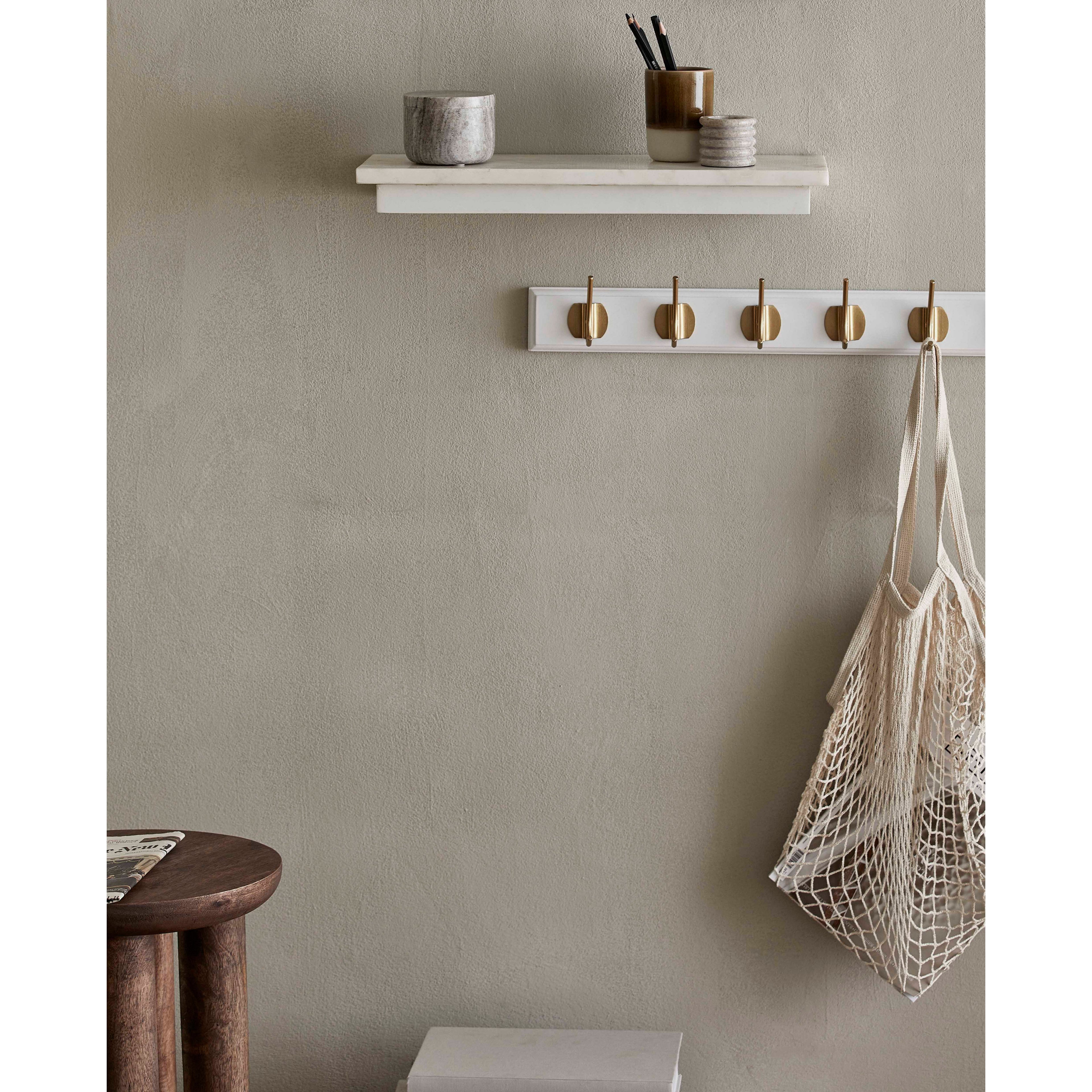 Nordal - Edgy hooks in wood with 8 brass hooks - 90 cm - white