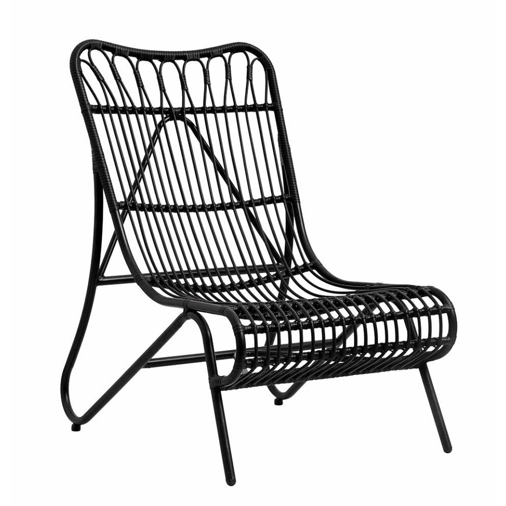 Nordal Kurvestol i flettet polyrattan - h82 cm - sort - Nordal - DesignGaragen.dk