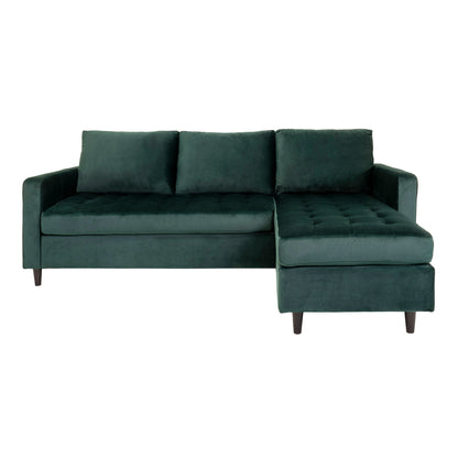 Florence sofa - Florence sofa in velor, dark green with black wooden legs, HN1006