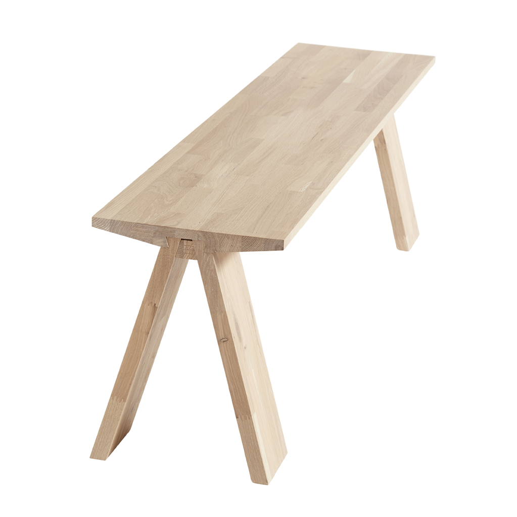 Bænk Angle, Eg Natur/hvidolieret - B: 160 H: 46 D: 35 cm - Muubs - DesignGaragen.dk