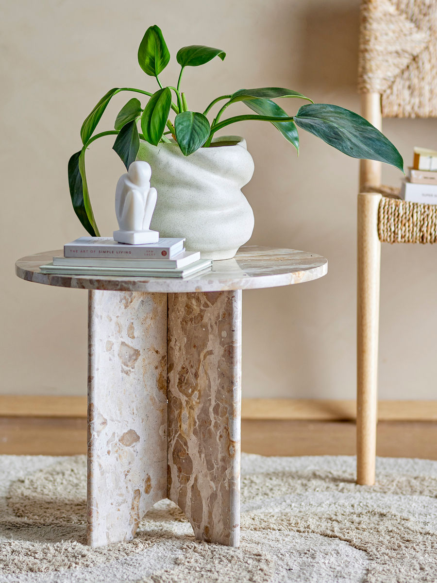 Bloomingville Jasmia side table, brown, marble