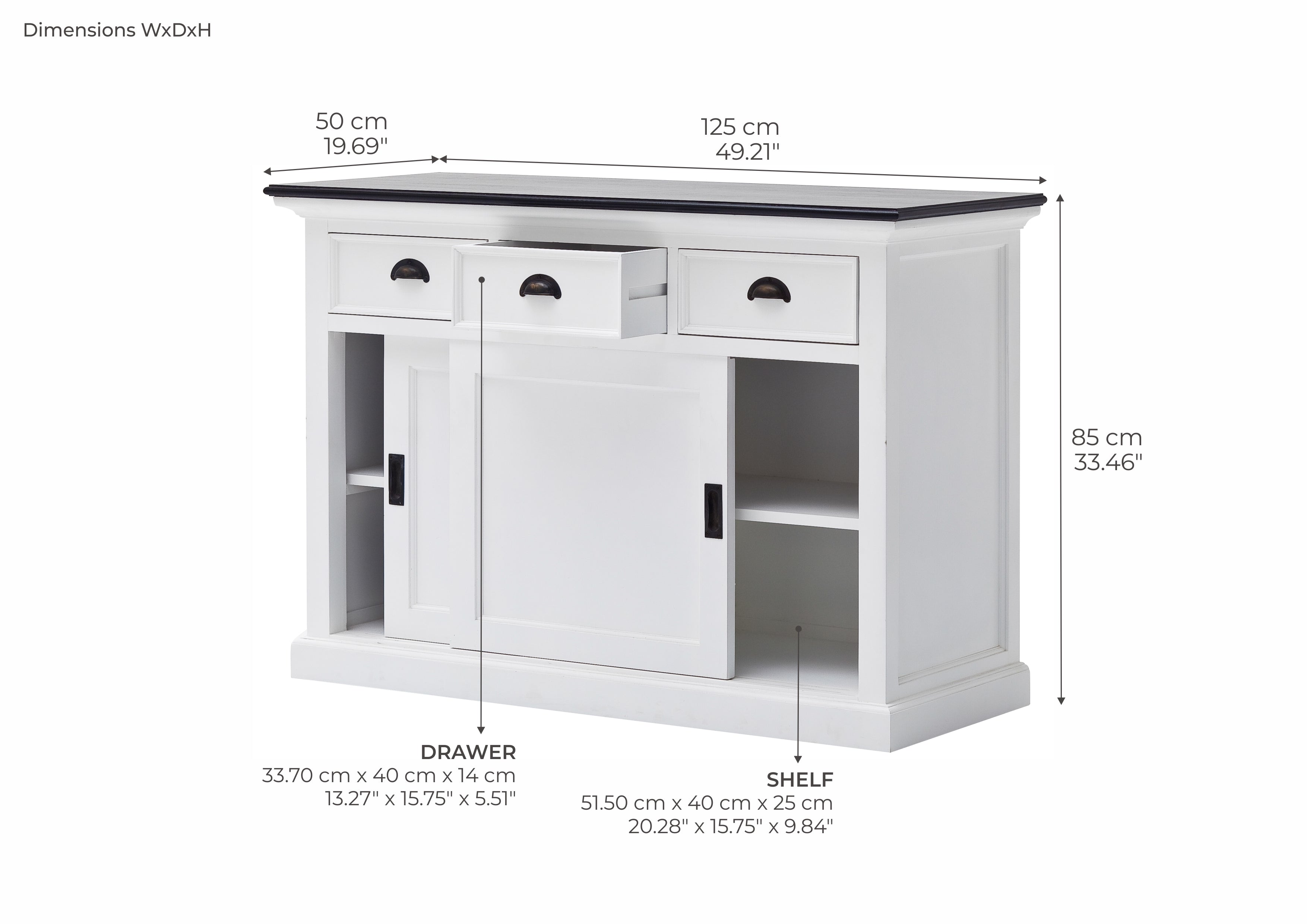 Halifax Contrast sideboard with sliding doors