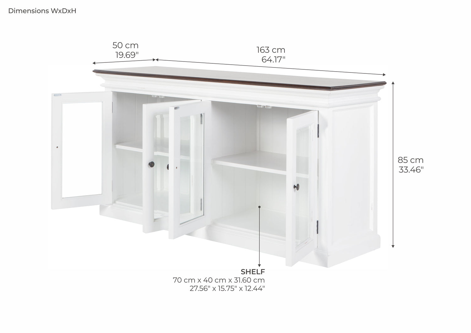 Halifax accent sideboard with 4 glass doors